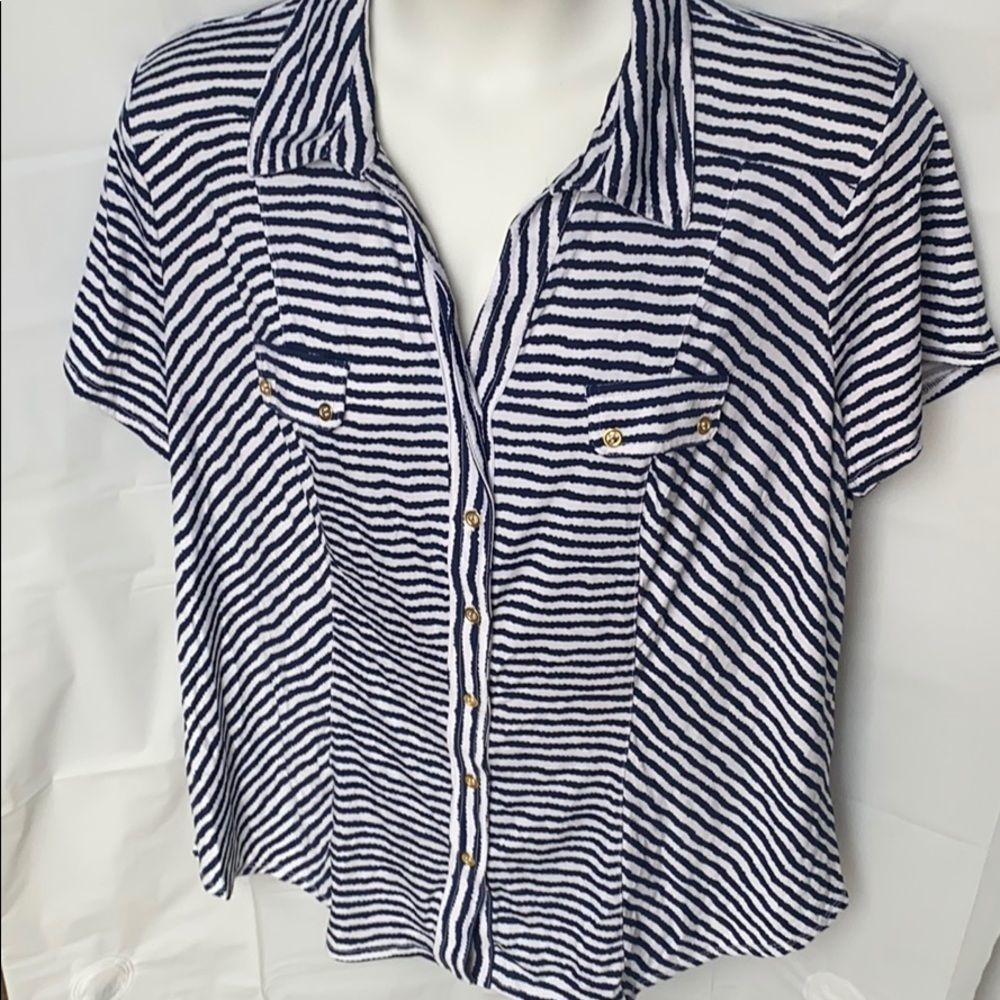 Roz & Ali short sleeve v-neck shirt size 2X EUC